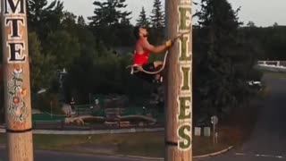 Caleb Graves can go up and down a 90' pole in 19.94 seconds.