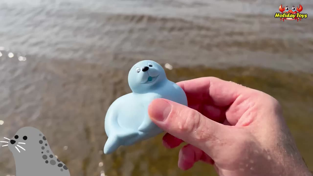 Washing Sea Fish Toys in Very Clean Lake Water