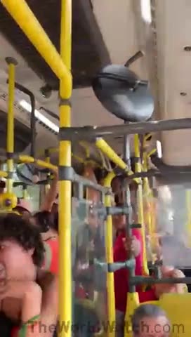 Wild Trannies Get Into A Two On One Fight On The Busy Bus
