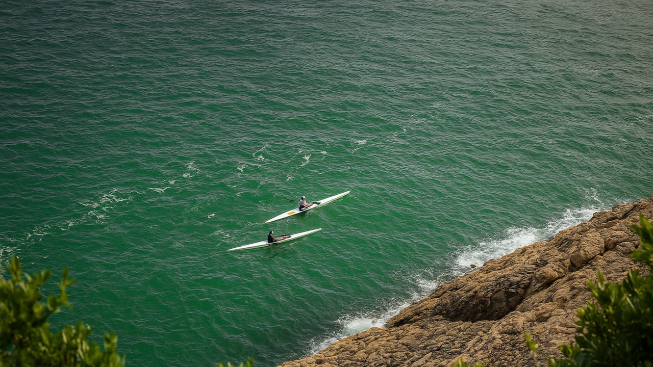 استمتع بجمال البحر من الأعلى بدقة 4K | Calming Ocean Kayak View in 4K