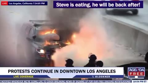 🚨 #BREAKING: Rioters have SET FIRE to a California Highway Patrol vehicle while officers