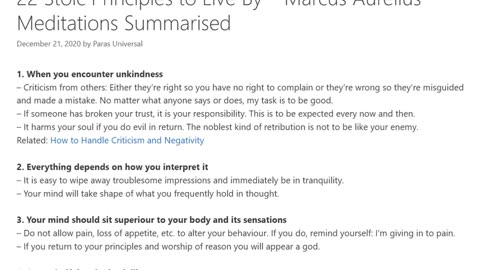 Stoic Principles To Live By - Marcus Aurelius Meditations Summarised
