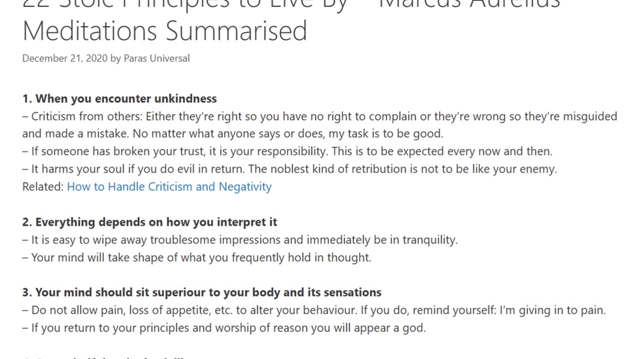 Stoic Principles To Live By - Marcus Aurelius Meditations Summarised