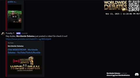 0166 WIDESTREAM - Worldwide Debates - YouTube/Twitch/Rumble