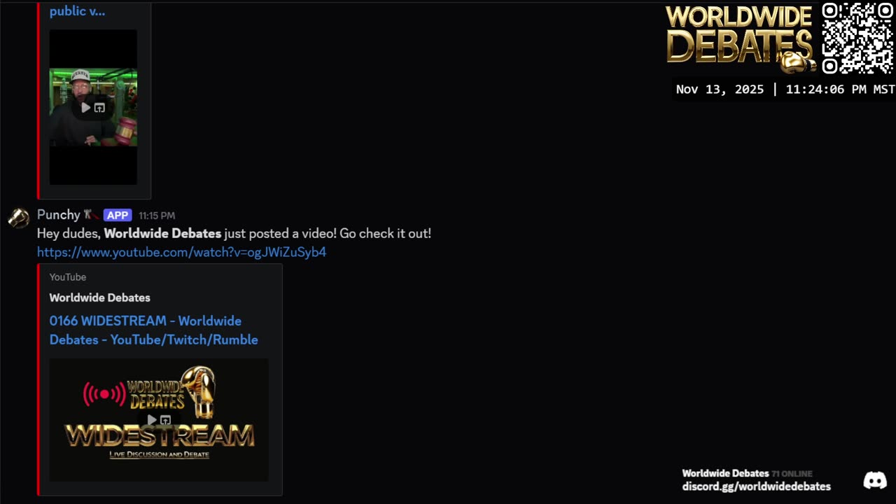 0166 WIDESTREAM - Worldwide Debates - YouTube/Twitch/Rumble