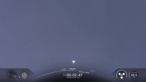 Starship’s Raptor engines ignite during hot-staging separation.