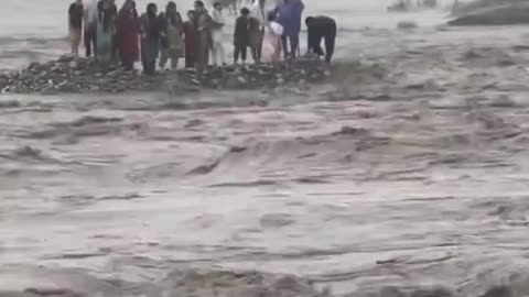 18 tourists were swept away by flash flooding while having breakfast by a riverside hotel