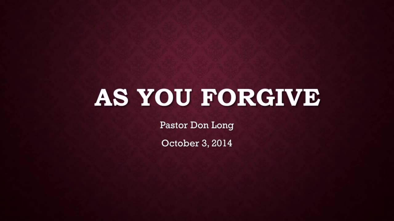 As You Forgive... Yom Kippur (October 3, 2014)