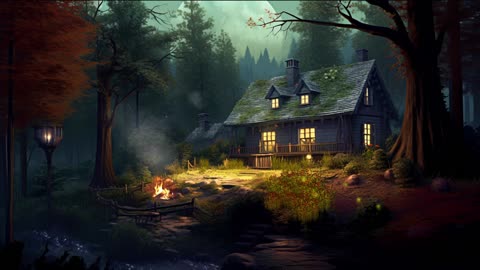 AI-Generated Cabin in the Woods – 4K Cozy Loop for Relax & Chill Vibes