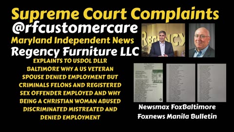 USDOL DLLR Complaints / Regency Furniture LLC Denied Employment Christian US Veteran Spouse