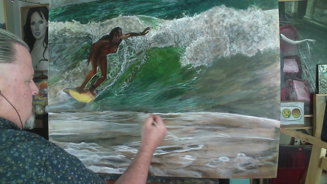 painting erica surfing
