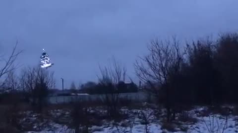 Russian soldiers special Christmas tree in the frontline