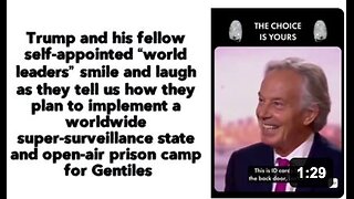 Trump and his fellow self-appointed “world leaders” smile and laugh as they tell us how they plan to implement a worldwide super-surveillance state and open-air prison camp for Gentiles