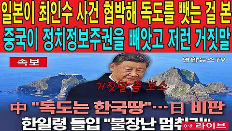 일본이 최인수 사건 협박해 독도를 뺏는 걸 본 중국이 정치정보주권을 빼앗고 저런 거짓말