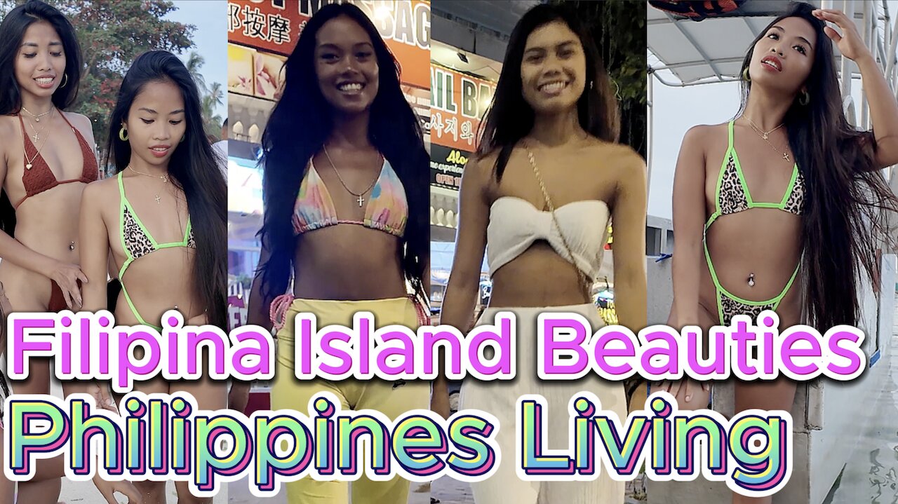 🇵🇭 Filipina Island Beach Bikini Model Beauties & Night Walking! Off Grid Morena Living Philippines
