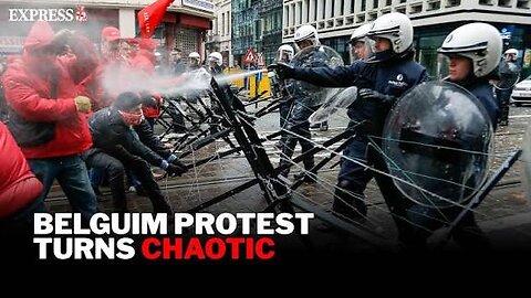 Breaking Belgium protestors uprising chaos over austerity