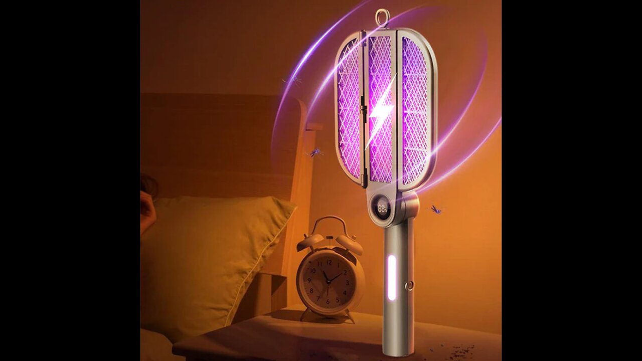 Dual-Use Foldable Electric Mosquito Swatter