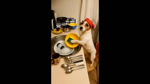 My dog helps me with kitchen chores🐶😂 #funnydog #viraldog #cutepuppy