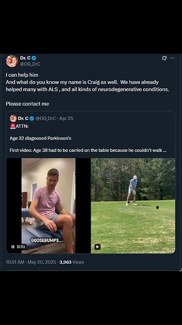 Dr. C🚨ATTN: This will be the first person in history 100% cured of Parkinson’s.