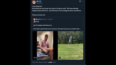 Dr. C🚨ATTN: This will be the first person in history 100% cured of Parkinson’s.