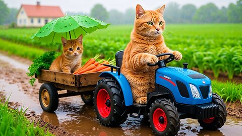 Mama Cat Harvests Fresh Carrots, Cooks Steamed Pumpkin with Pork for Kitten Heartwarming Day 🐾🥕🎃