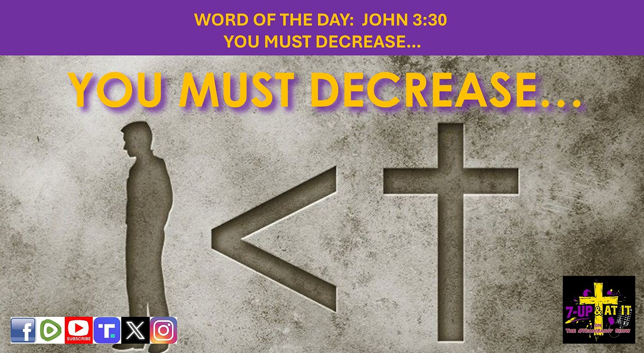 WORD OF THE DAY: JOHN 3:30 - YOU MUST DECREASE…