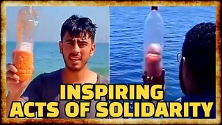 Egyptians Drop Bottles of Food in Sea To Wash Ashore in Gaza