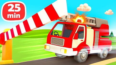 The fire truck needs another road! The construction vehicles build a tunnel under the river.