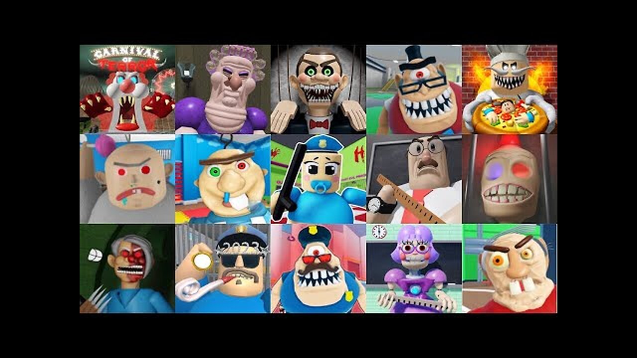 Roblox All Jumpscares From All Scary Obby Barry Prison,Amanda's Escape, Grumpy Gran,Betty's Nursery!