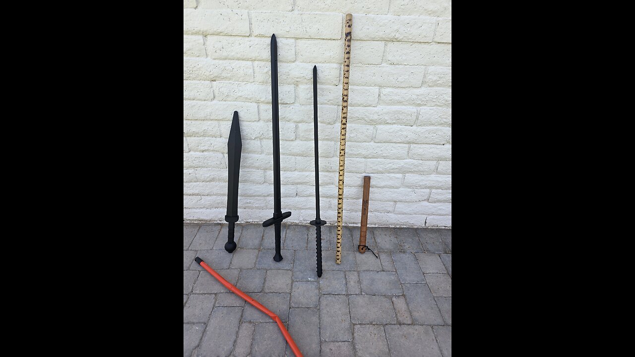 Using random training swords against enemy beer cans.
