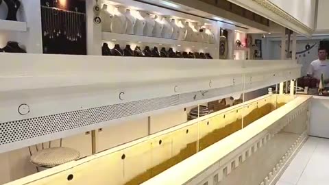 A high-security jewelry counter that hides valuables safely