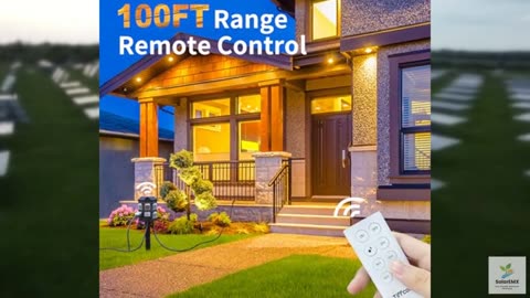 Outdoor Power Strip with 25FT Extension Cord, 100FT Remote Control, Dusk to Dawn
