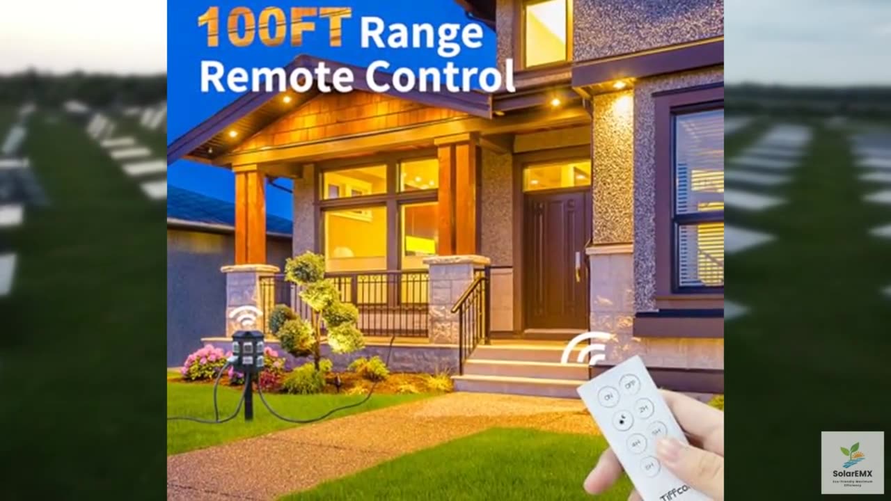 Outdoor Power Strip with 25FT Extension Cord, 100FT Remote Control, Dusk to Dawn
