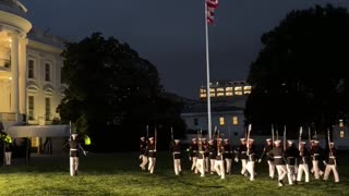 The Marine Corps Silent Drill Platoon performs on the South Lawn of the White House