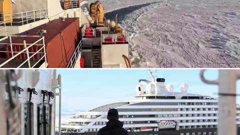 Trapped cruise ship rescued from thick ice near Antarctica by the United States Coast Guard.