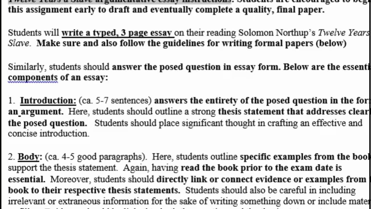 Twelve Years a Slave argumentative essay | HIST 3071 #argumentativeessay #assignment