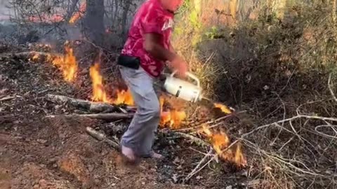Why is some drunk guy setting fires in the woods