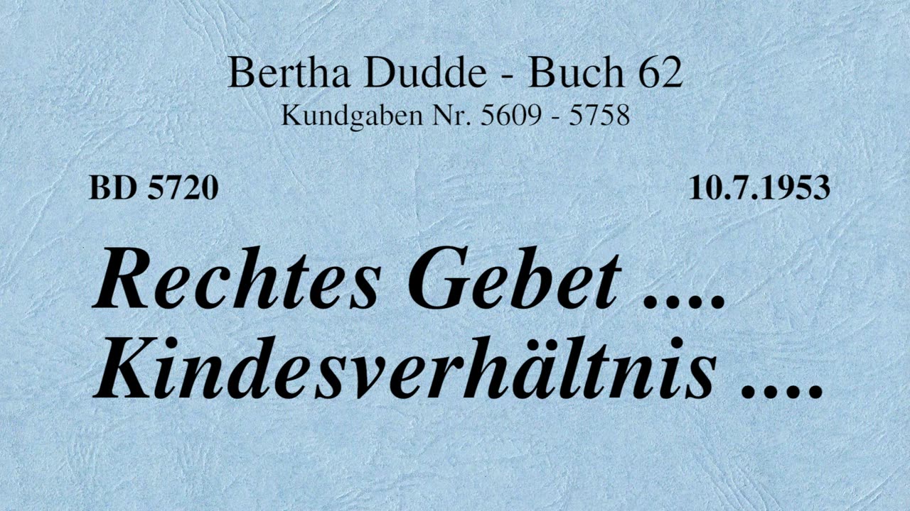 BD 5720 - RECHTES GEBET .... KINDESVERHÄLTNIS ....