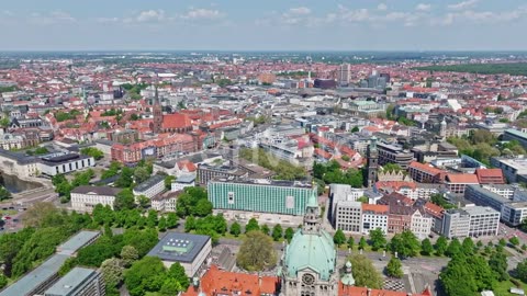 Aerial view of Hanover city centre , Germany