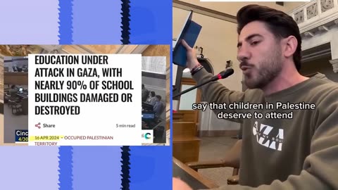 Un elettore di Cincinnati su Gaza a una riunione del consiglio comunale 29-05-25
