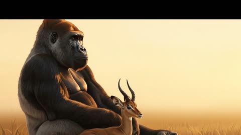 Gorilla Protects Antelope From Lions! Unbelievable Rescue