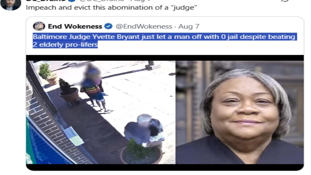 Baltimore Judge Yvette Bryant just let a man off with 0 jail despite beating 2 elderly pro-lifers