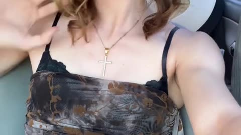 A nice wife tgirl inside the car
