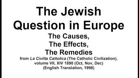 "The Jewish Question in Europe" by The Catholic Civilization (1890) [FULL AUDIOBOOK]