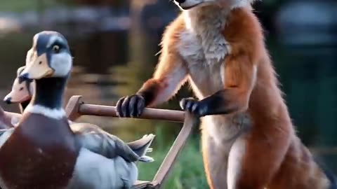 Fox Escapes Prison, Roasts Duck, and Feeds Orphans Funny AI Animal Story #shorts #fox #ai #funny