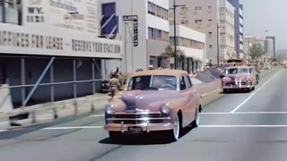 Driving around Los Angeles in 1951 colorized