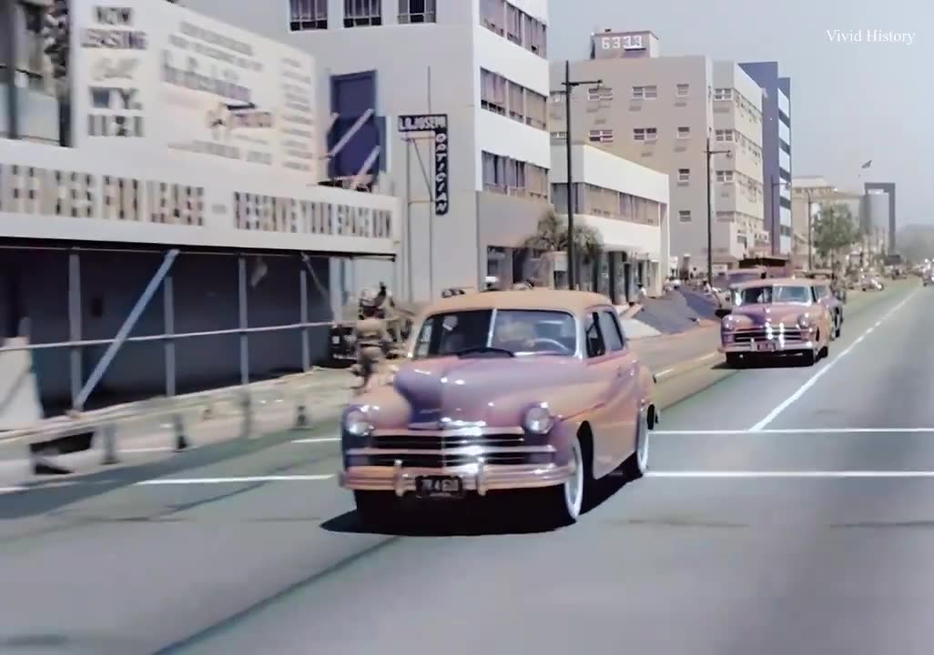 Driving around Los Angeles in 1951 colorized