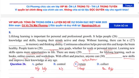 Học tủ bộ Từ vựng trọng điểm theo chủ đề Buổi 5