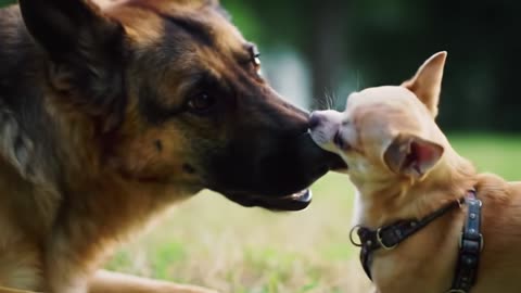 Tiny Chihuahua Challenged a German Shepherd