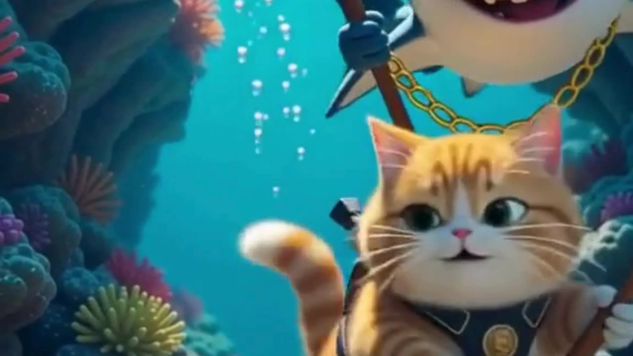 Shark vs Angry Cat: The Funniest Underwater Chase!